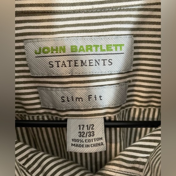 John Bartlett Statements Slim Fit Shirt Size 17 1/2 (32-33) Cotton Gray White - Picture 2 of 7